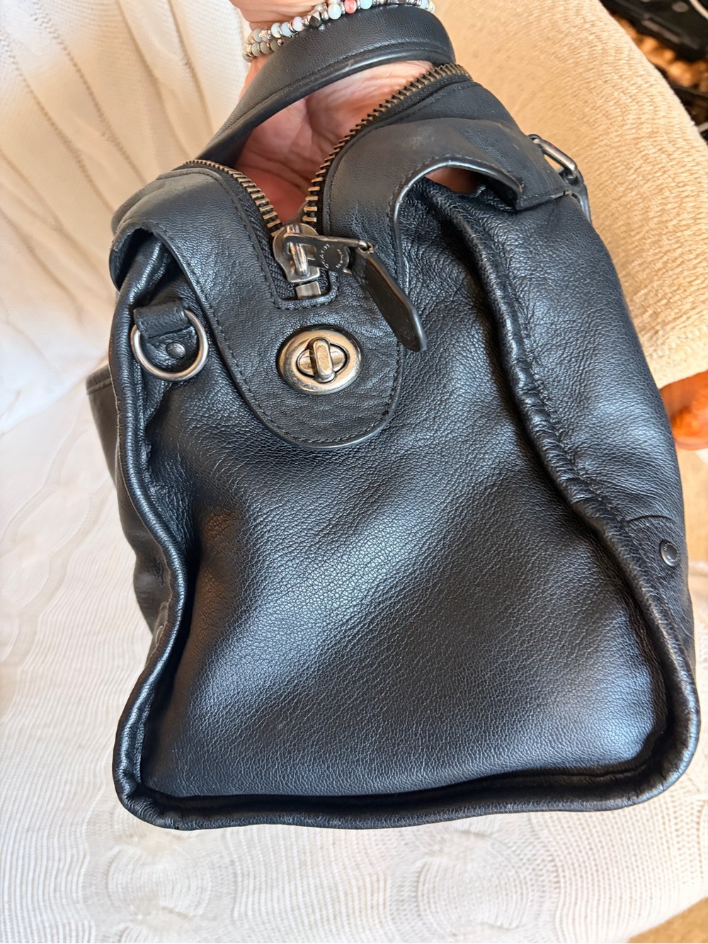 Coach Rhyder Satchel Soft Black Leather Gunmetal Hardware - Picture 8 of 12